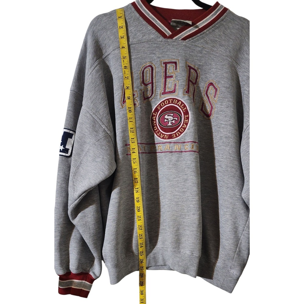 VTG Lee Sport 49ers Sweatshirt NFL Football V Neck Pullover Gray  XL -FLAWED - Picture 5 of 5